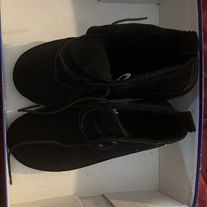 BearPaw Black Suede Lace-Up Boots